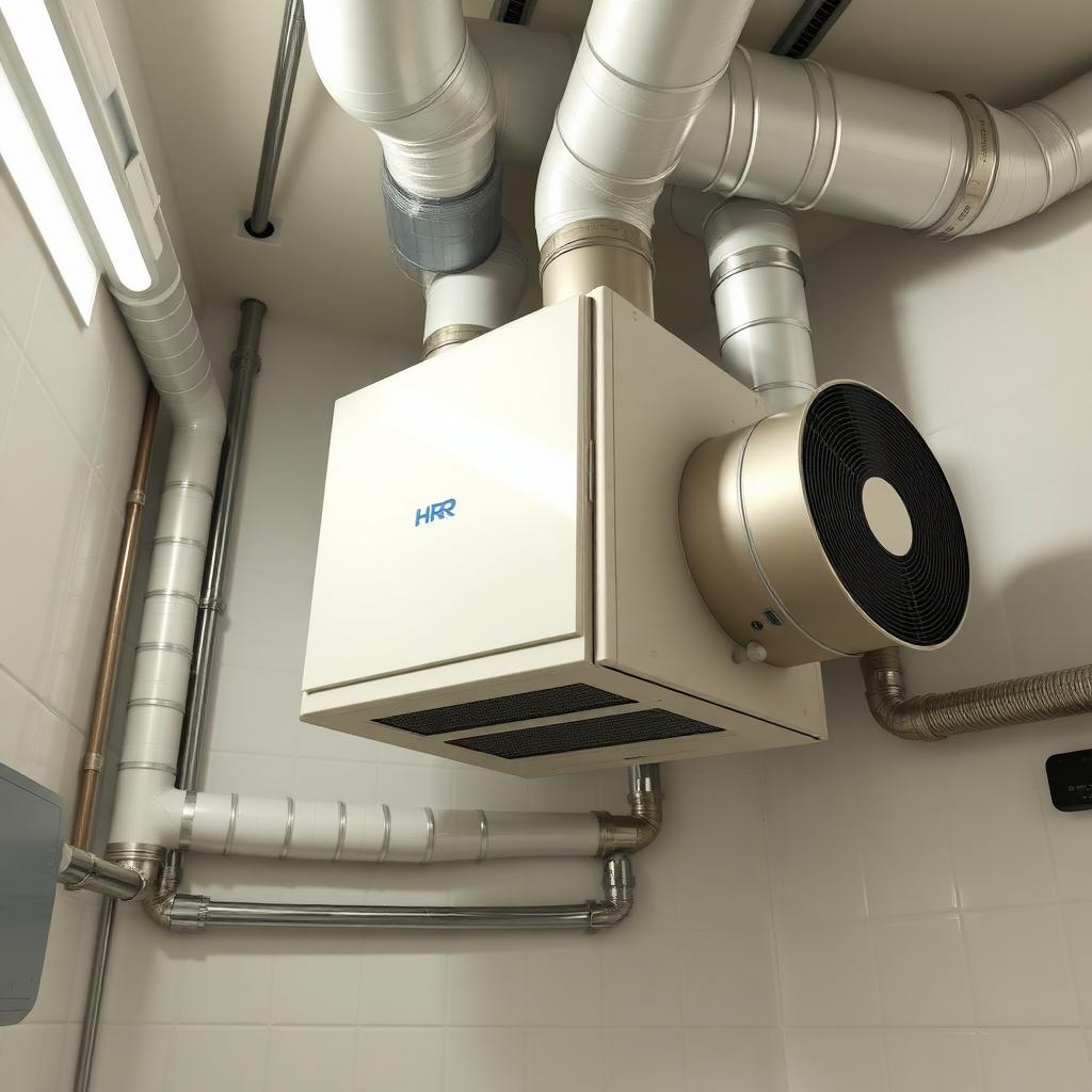 HRV air exchanger with the cabinet door open